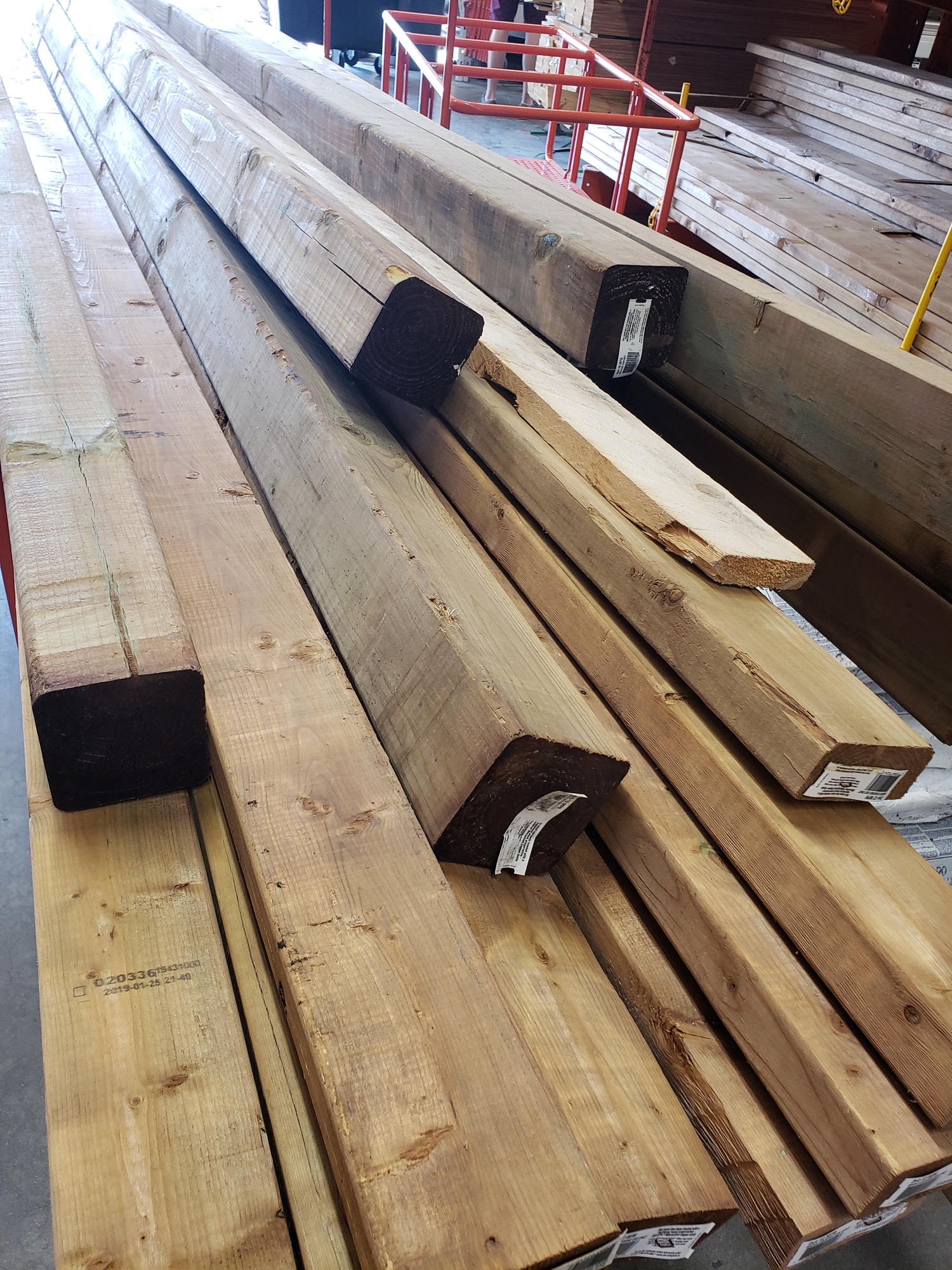 Cedar wood posts to build a deck or pergola or any other outdoor projects, hardwood lumber